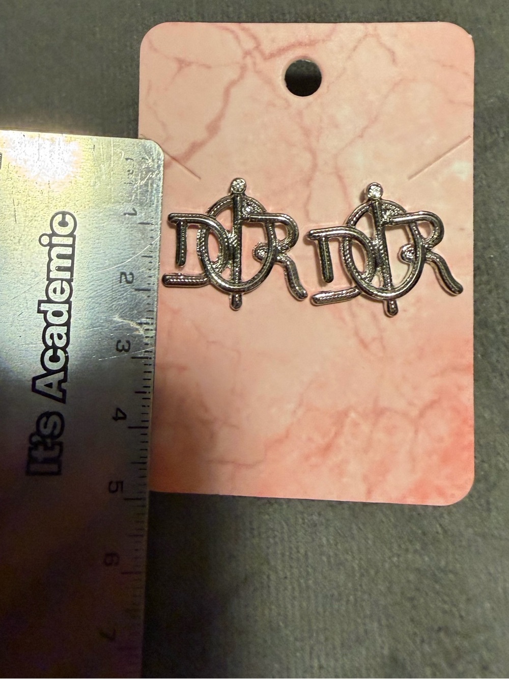 DIOR Script Logo Stud Earrings - Picture 5 of 9